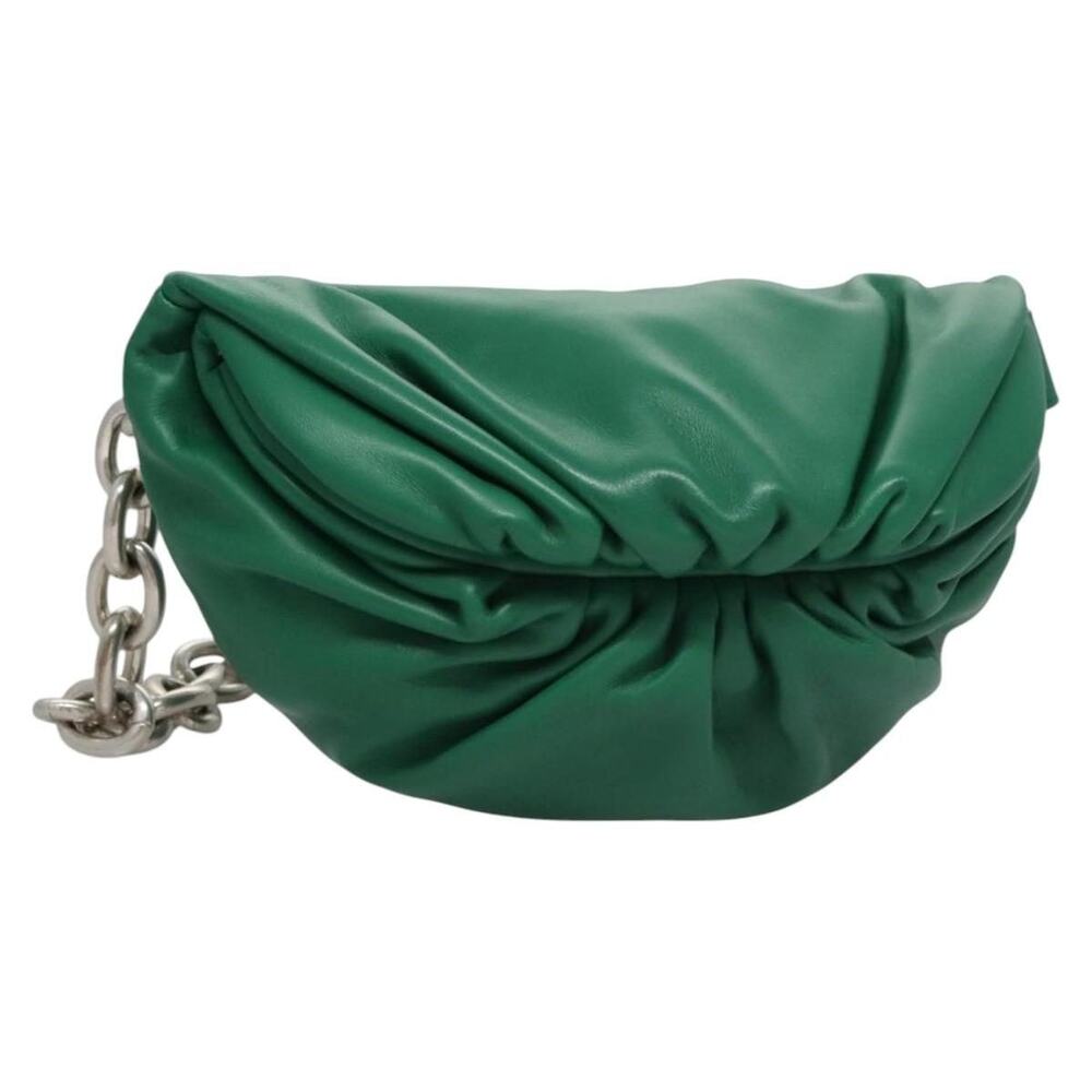Bottega Veneta Leather Chain Shoulder Bag Green